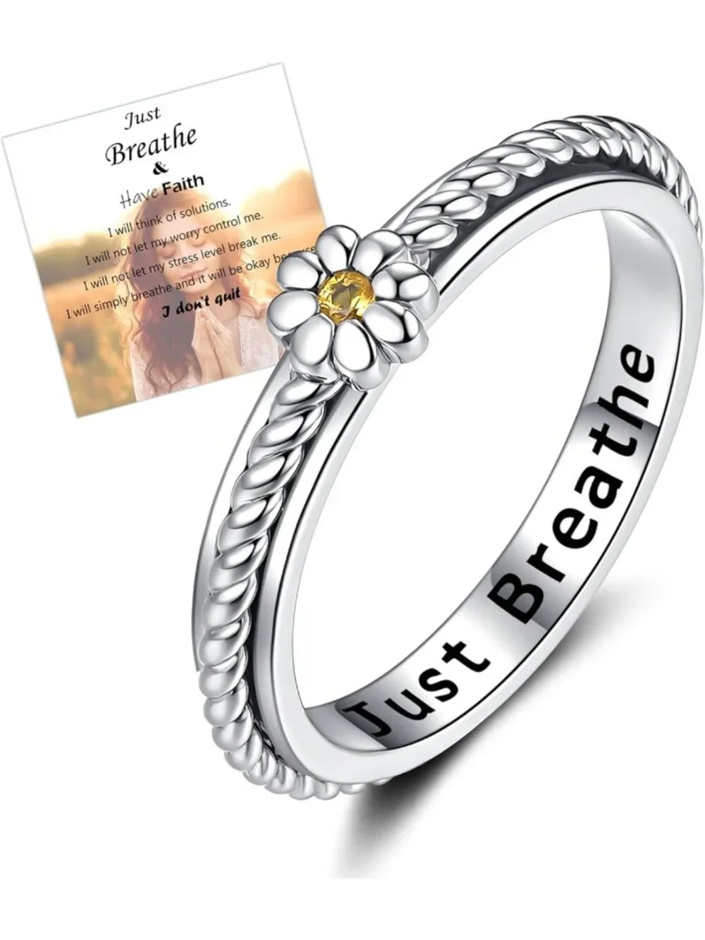Anxiety Relief Spinner Ring - Cross, Daisy, Moon Stars, Paw Print, Cubic